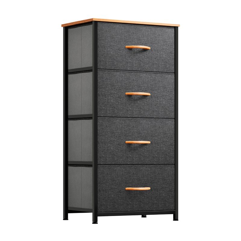 KLIK - Comoda Cajonera Torre Cuatro Cajones Ultraliviana Wood Gris Tela