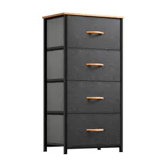 KLIK - Comoda Cajonera Torre Cuatro Cajones Ultraliviana Wood Gris Tela