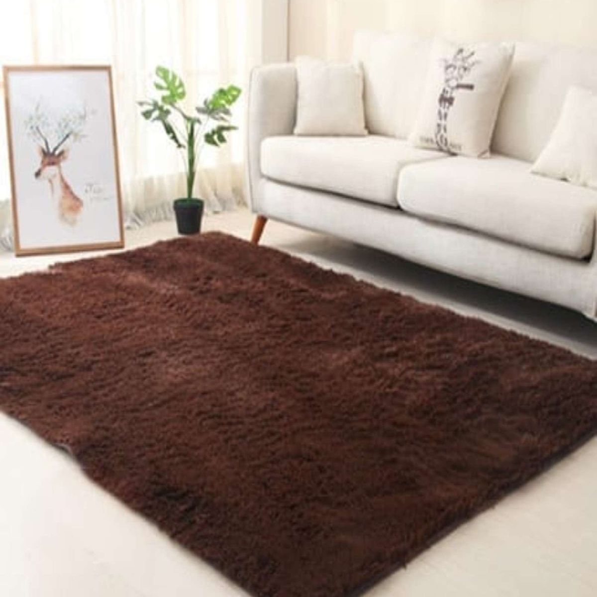 GENERICO - ALFOMBRA PELUDA 150X200 MARRON