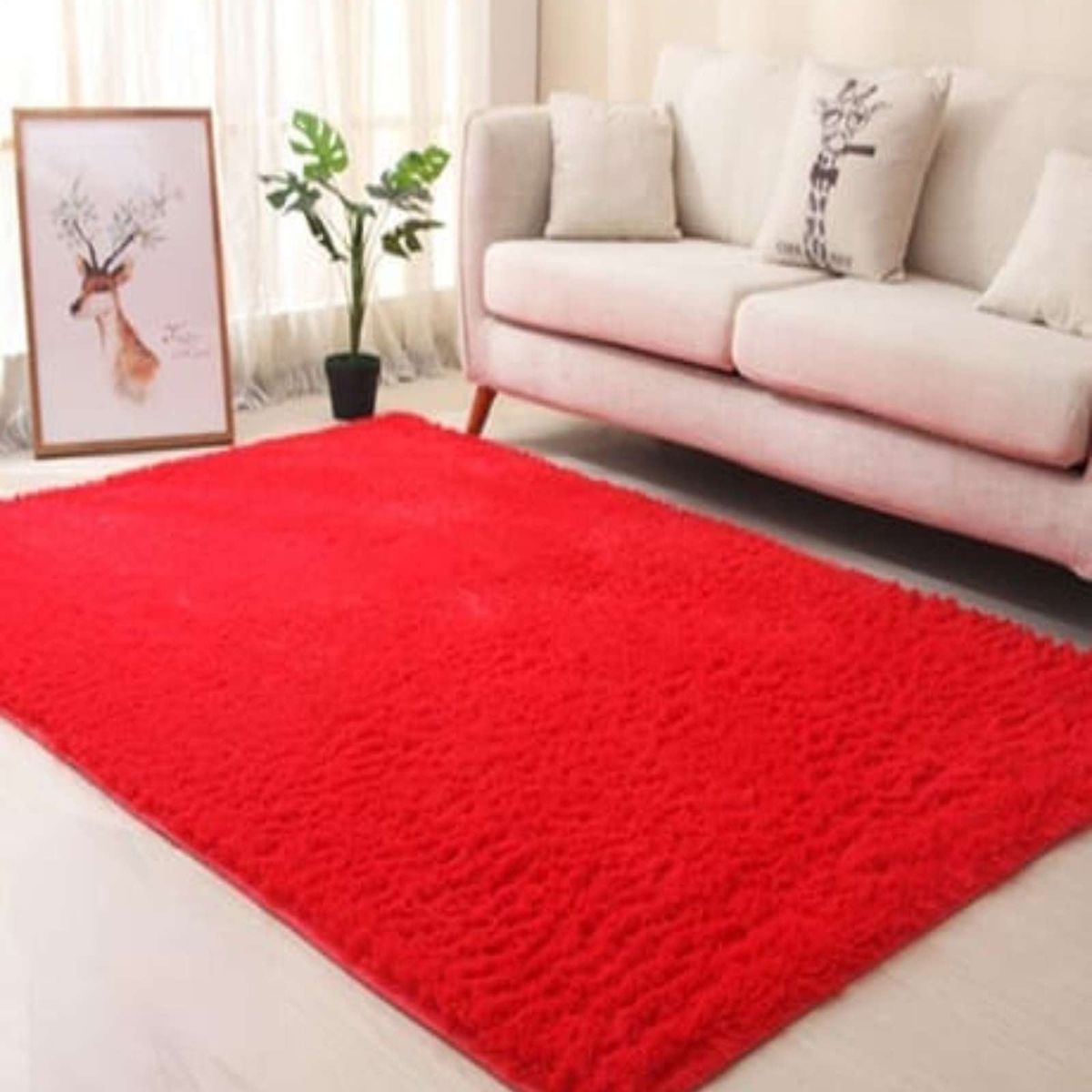 GENERICO - ALFOMBRA PELUDA 180X200 ROJO