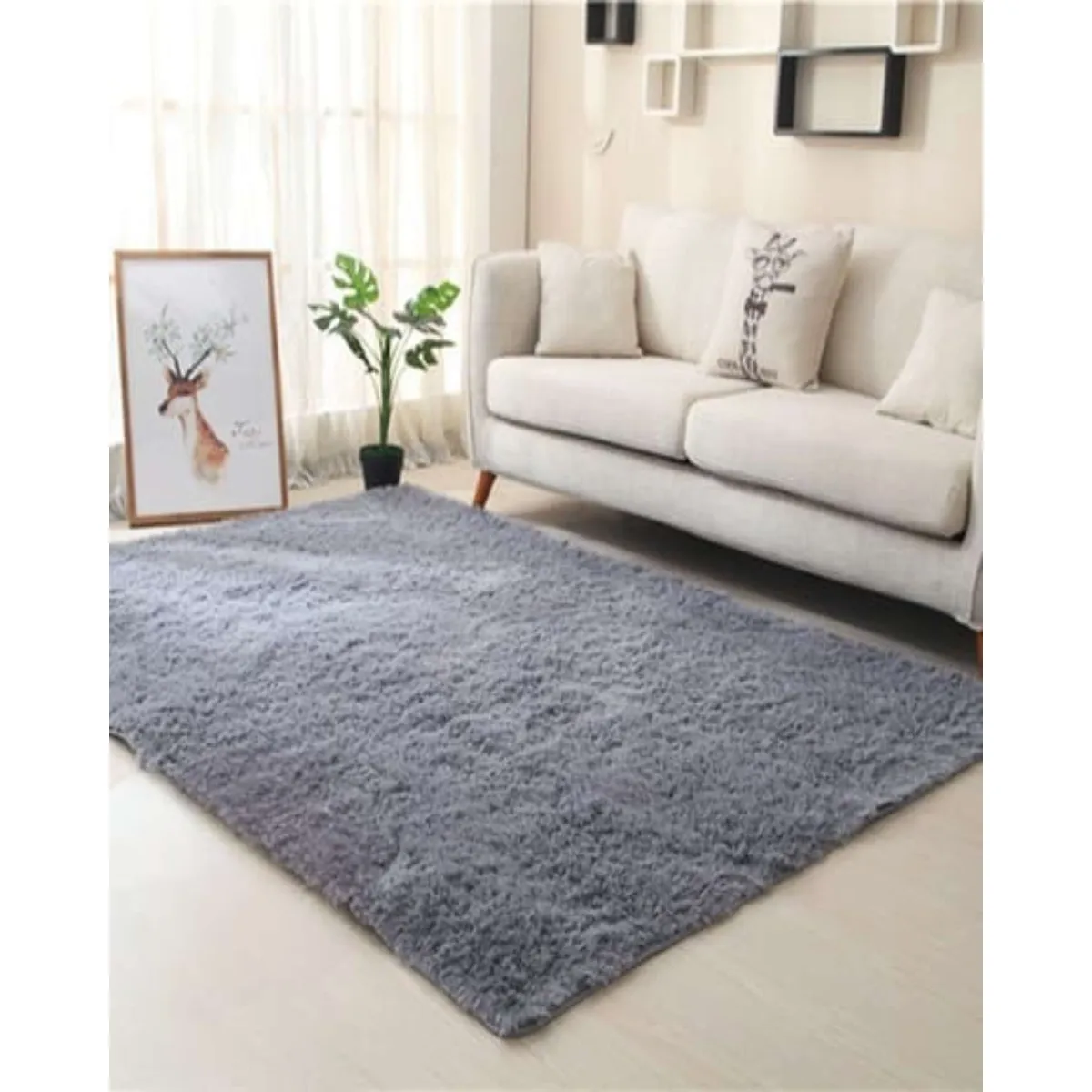 GENERICO - ALFOMBRA PELUDA 240X200 GRIS