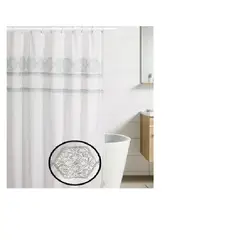 GENERICO - Cortina De Baño Bordada Con Forro Y Ganchos