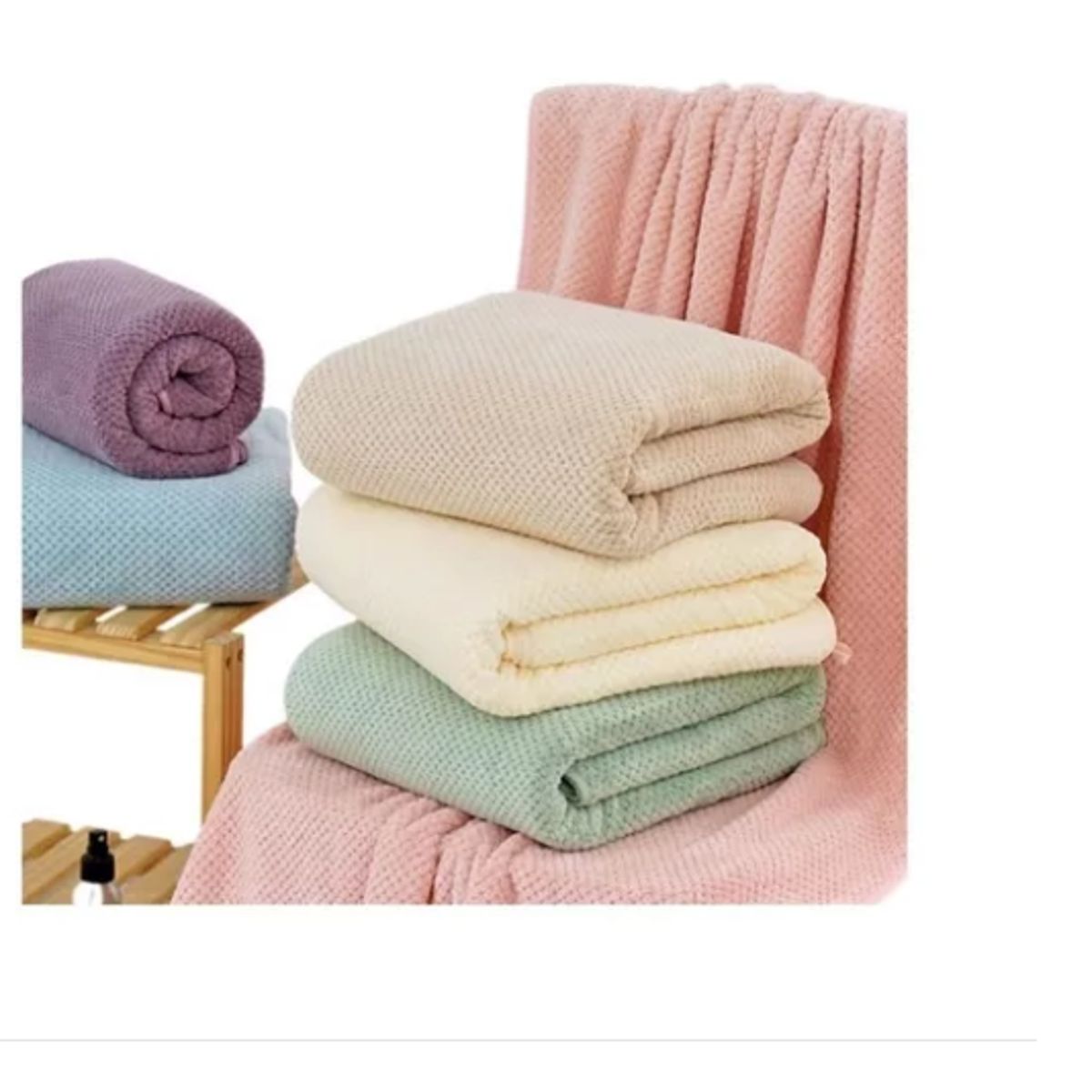 GENERICO - Set 3 Toalla De Baño Microfibra Alta Calidad Secado Rápido