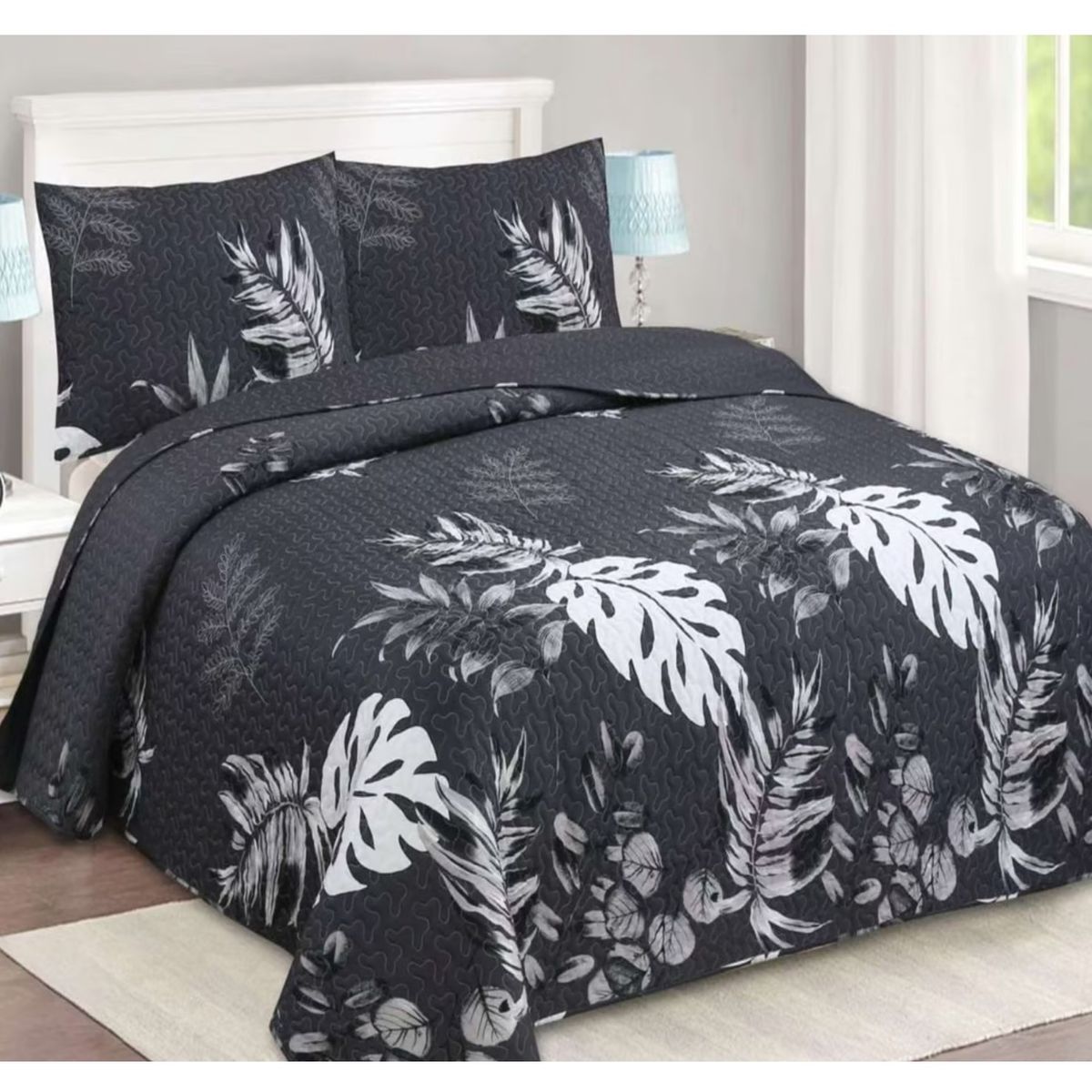 COMPRAPO - Cubrecama Quilt Liviano King Tropical Nigth + 2 Fundas 50x70 Cm