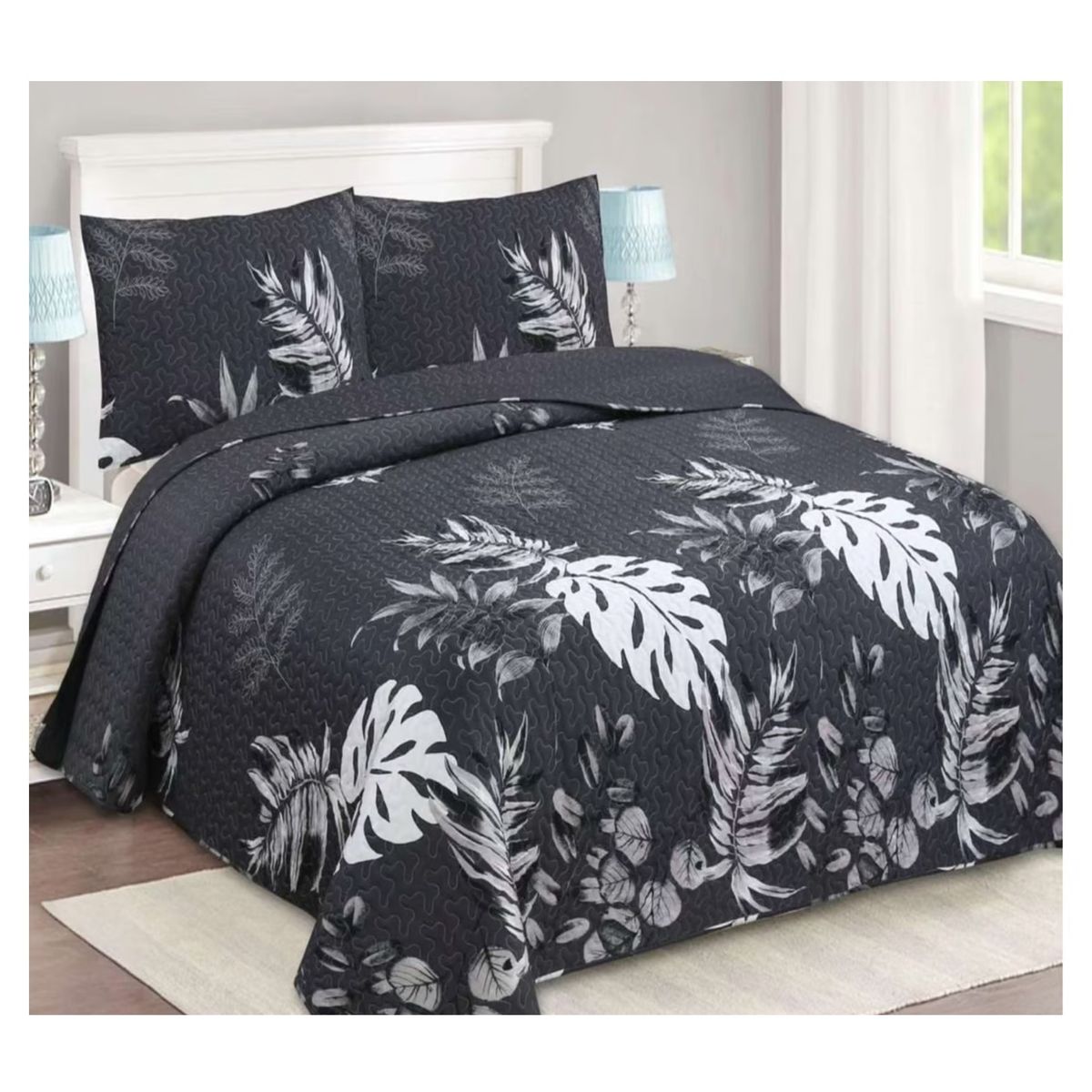 COMPRAPO - Cubrecama Quilt Liviano King Tropical Nigth + 2 Fundas 50x70 Cm