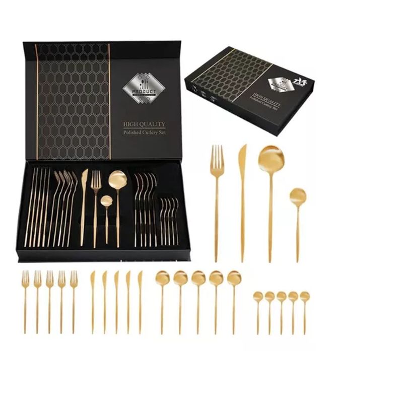 GENERICO - Set 24 Cubiertos Acero Inoxidable Juego De Servicio Completo