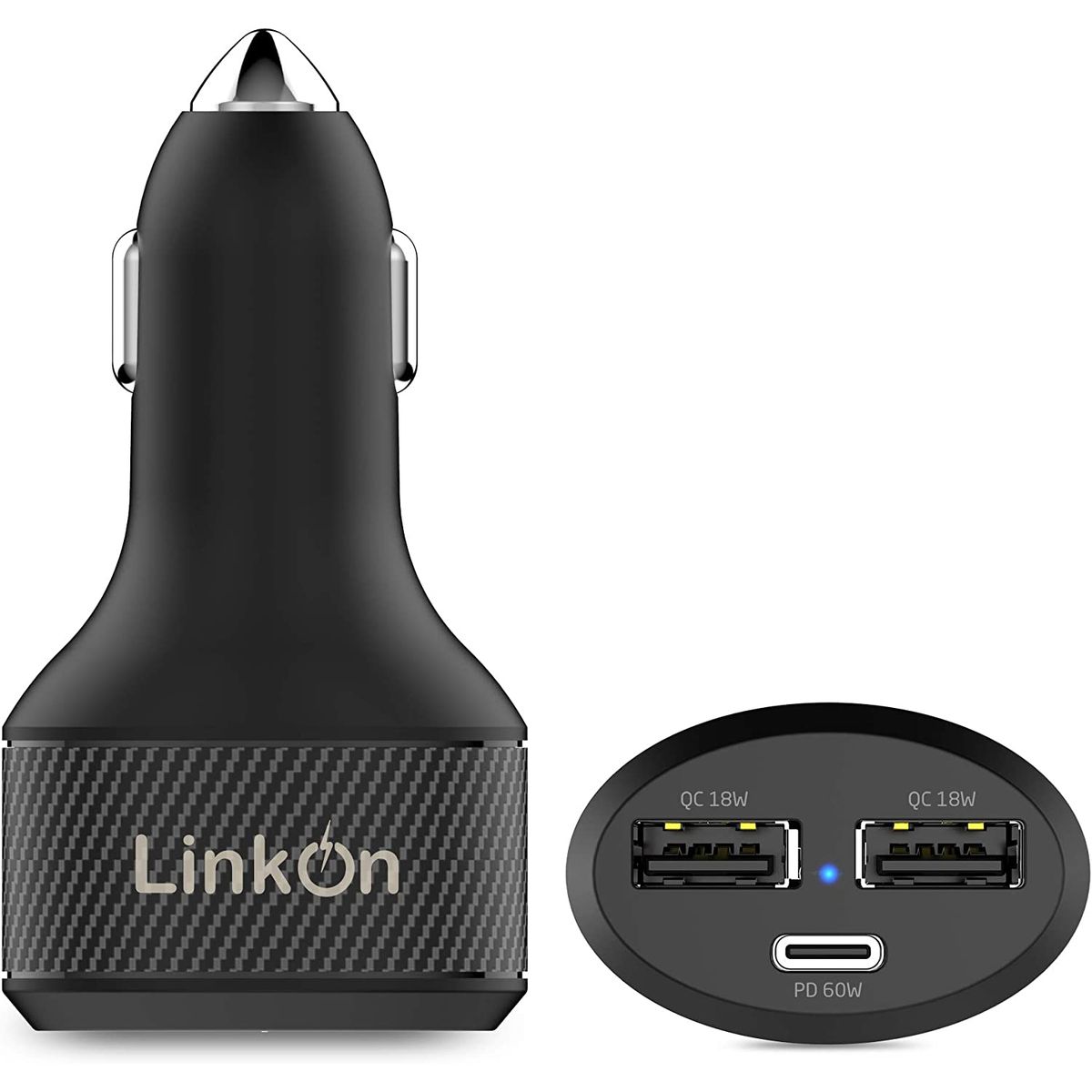 GENERICO - LinkOn Cargador para Auto USB-C 84W PD30 60W y 18W QC3 Negro