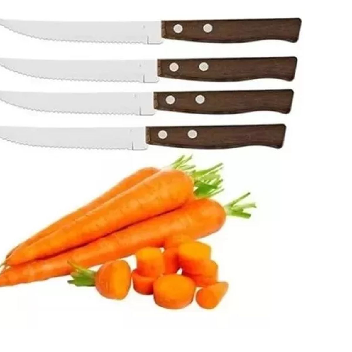 GENERICO - Set 12 Cuchillos Mesa Con Diente Y Mago De Madera