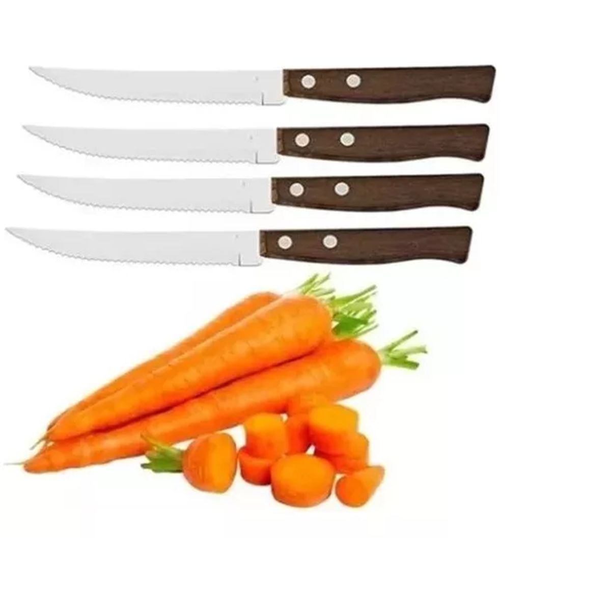 GENERICO - Set 12 Cuchillos Mesa Con Diente Y Mago De Madera