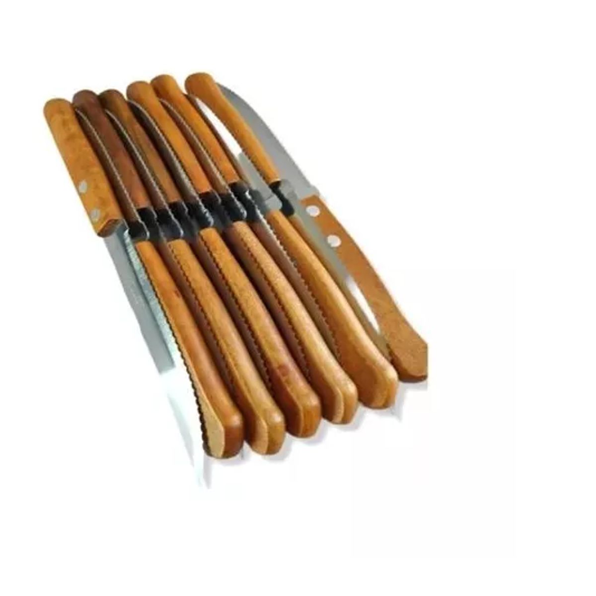 GENERICO - Set 12 Cuchillos Mesa Con Diente Y Mago De Madera