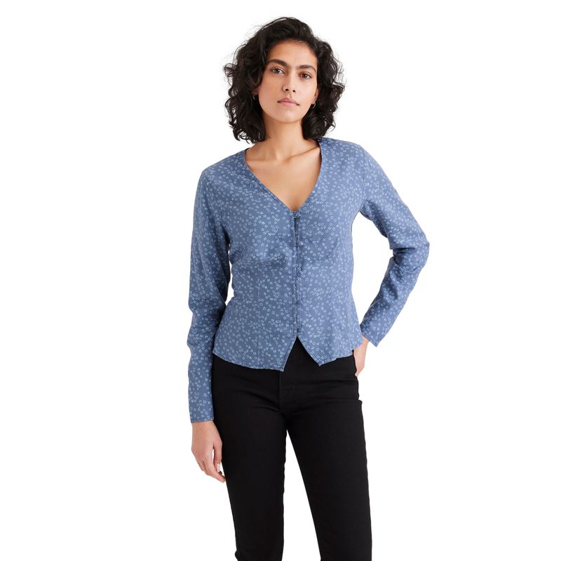 DOCKERS - Blusa Mujer Tie Back Regular Fit Azul Dockers