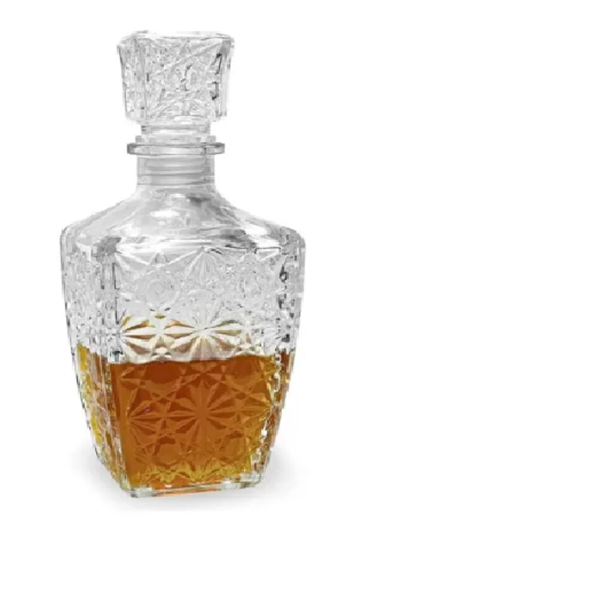 GENERICO - Decantador Botella Para Whisky Licor Vidrio Labrado Ctapon 750ml