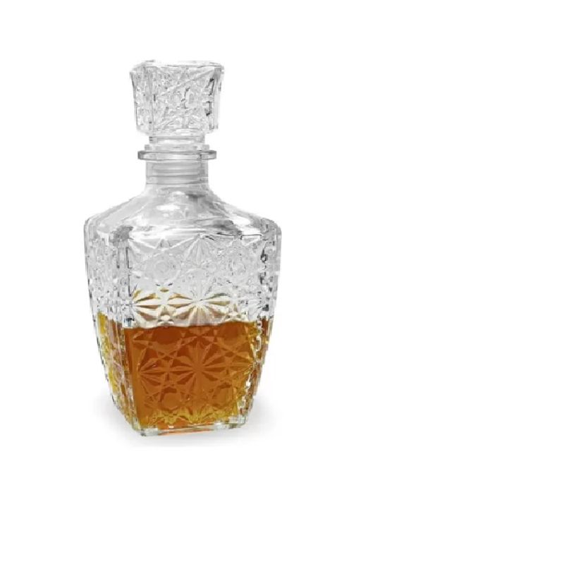GENERICO - Decantador Botella Para Whisky Licor Vidrio Labrado Ctapon 750ml