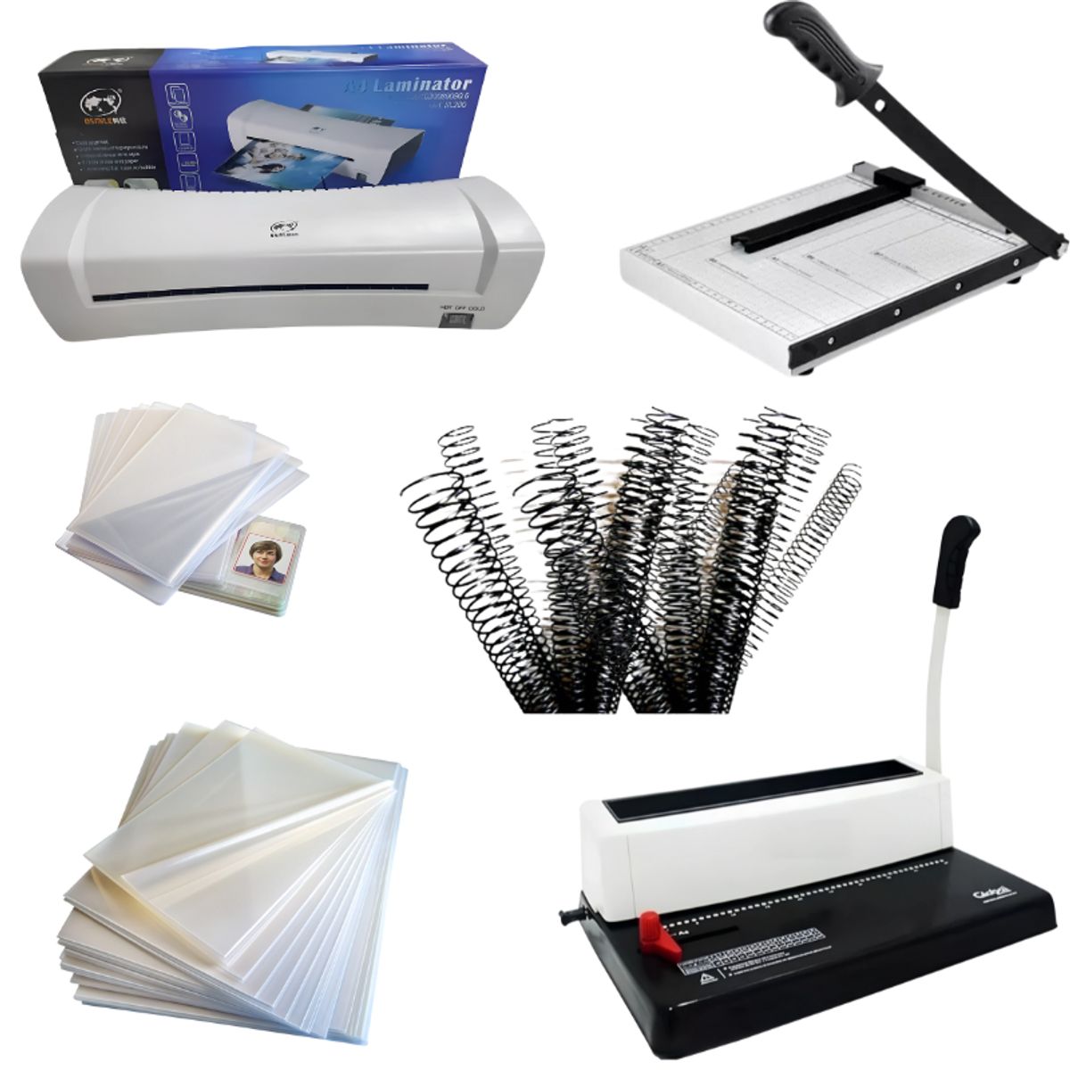 GENERICO - Anilladora A4 + Guillotina A4 + termolaminadora A4 + insumos