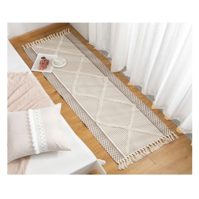 Imagen 2 del producto Bajada de Cama o Piecera Kelim Estilo Boho Crudo y Café 190x60 Cm