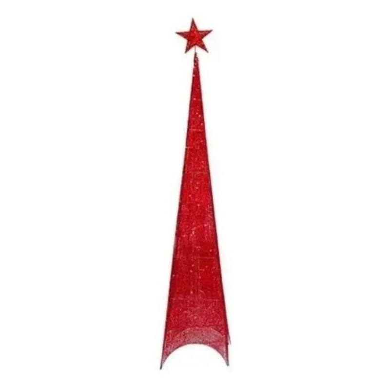 GENERICO - Arbol de navidad con Luz LED Piramide Rojo 150cm
