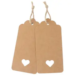 KUANGYE - 250 Etiquetas Papel Kraft Con Amarras, Etiquetas De Regalo