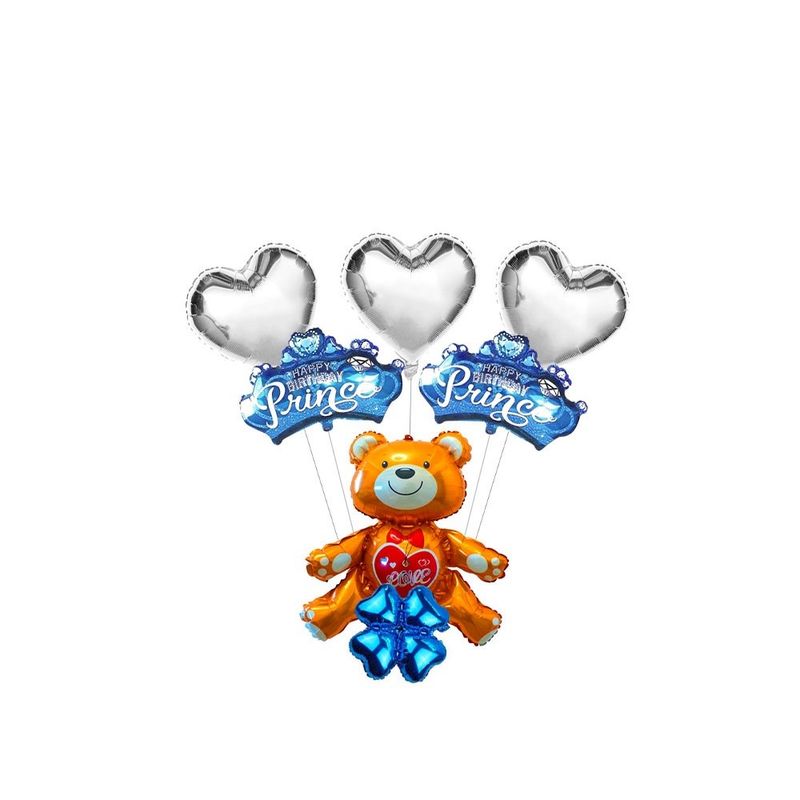 GENERICO - SET GLOBO METALICO TEDDY PRINCE x1 SET