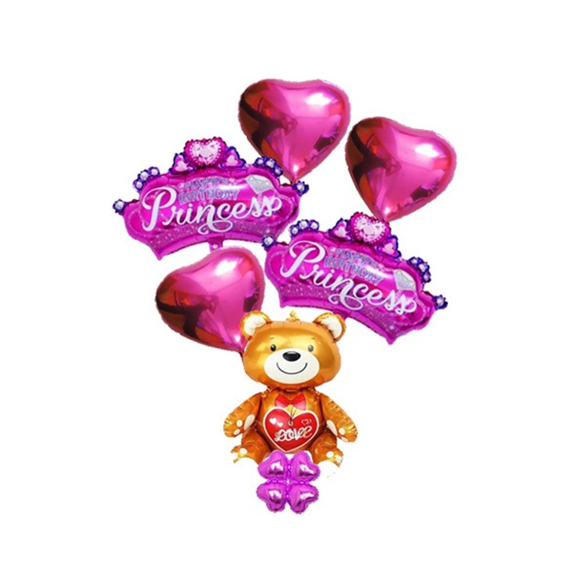 GENERICO - SET GLOBO METALICO TEDDY PRINCESS X1 SET