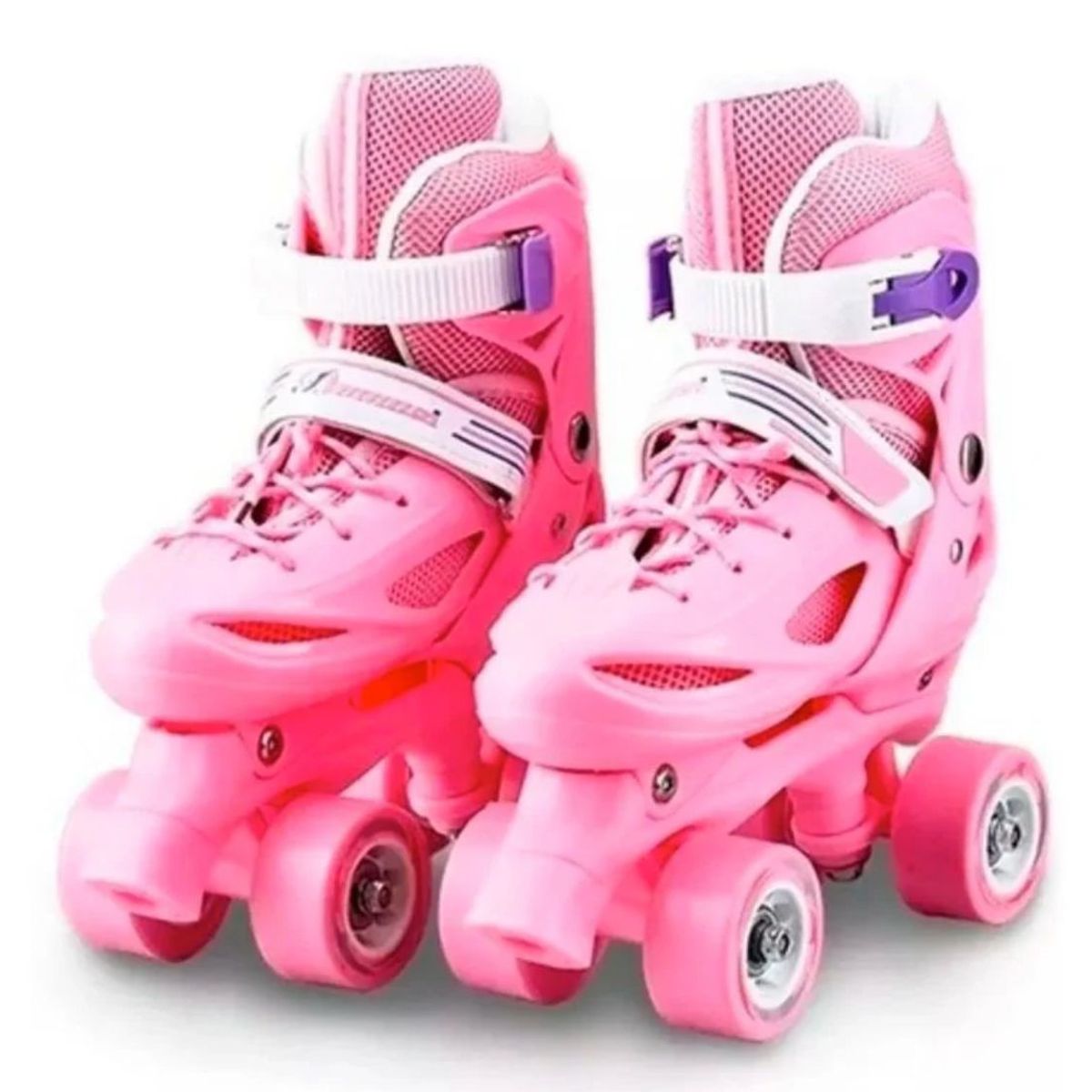 GENERICO - Patines 4 Ruedas Ajustable Para Niñas Rosado Talla M