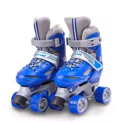 GENERICO - Patines 4 Ruedas Ajustable Para Niños Azul Talla M