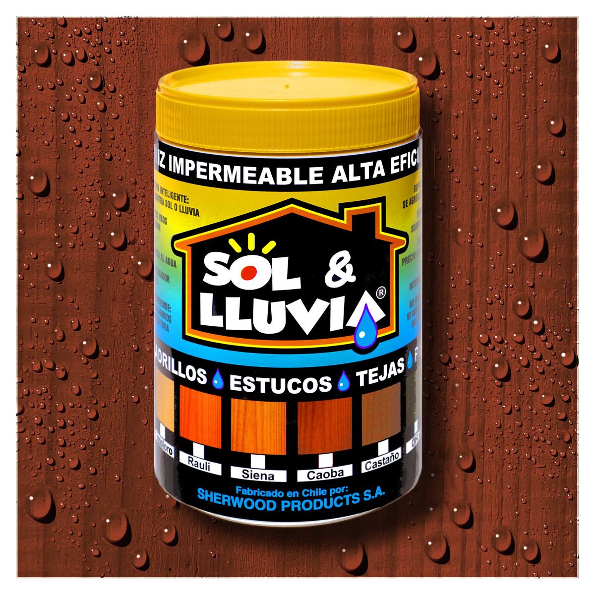 SOL Y LLUVIA - BARNIZ PARA MADERA EXTERIOR IMPERMEABLE SOL Y LLUVIA® CAOBA 1-4 GALON