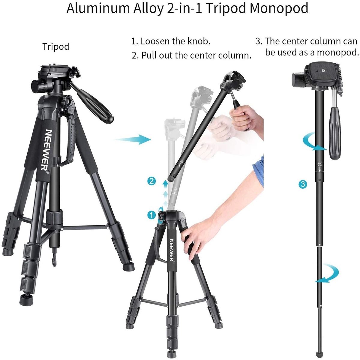 NEEWER - 177cm Trípode Monopode Para Cámara Sony Canon Nikon Celular Con Bolsa