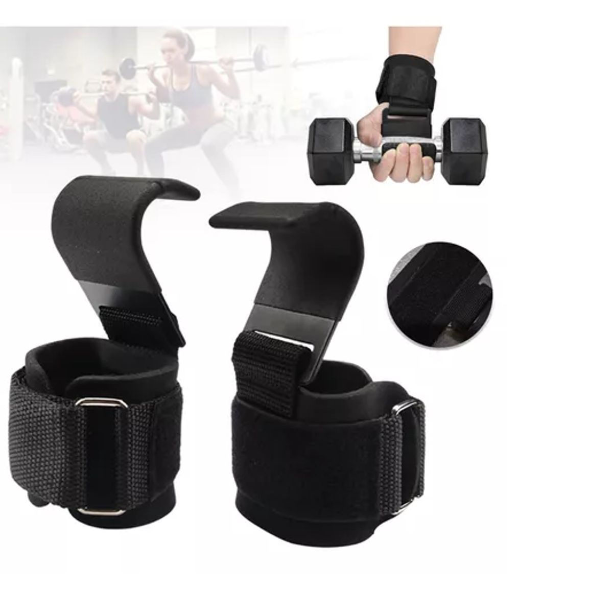 GENERICO - Muñequera Con Gancho De Levantamiento Pesas Straps Gym