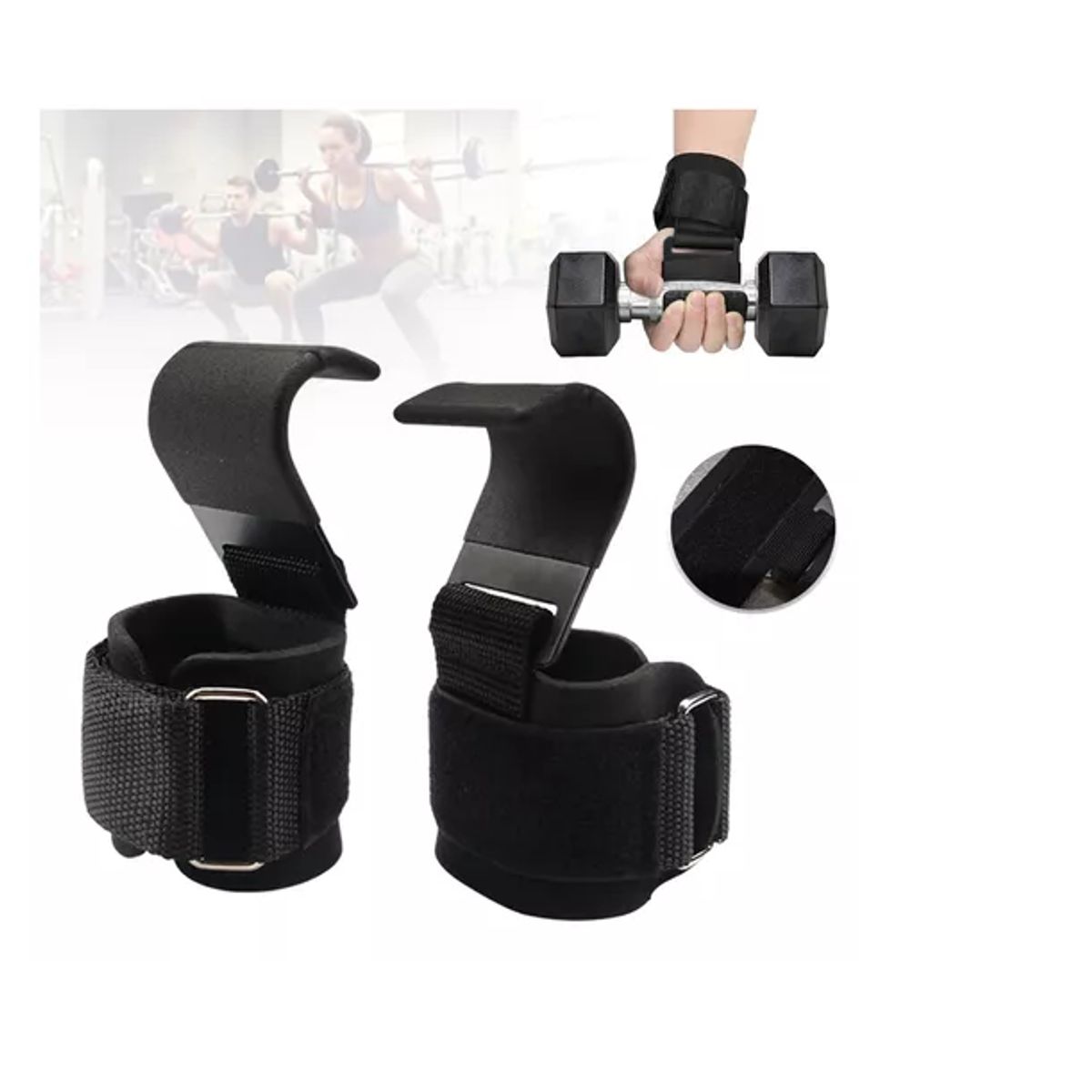 GENERICO - Muñequera Con Gancho De Levantamiento Pesas Straps Gym