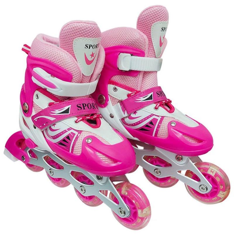 GENERICO - Patines En Linea Rosado Para Niñas Rueda Led Talla M