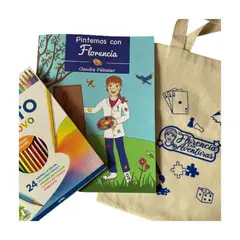 FLORENCIA Y SUS AVENTURAS - Pack Libro Pintemos con Florencia con lápices y bolsito
