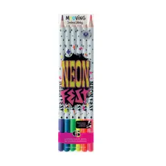 MOOVING - Estuche 6 lápices de madera colores neón -