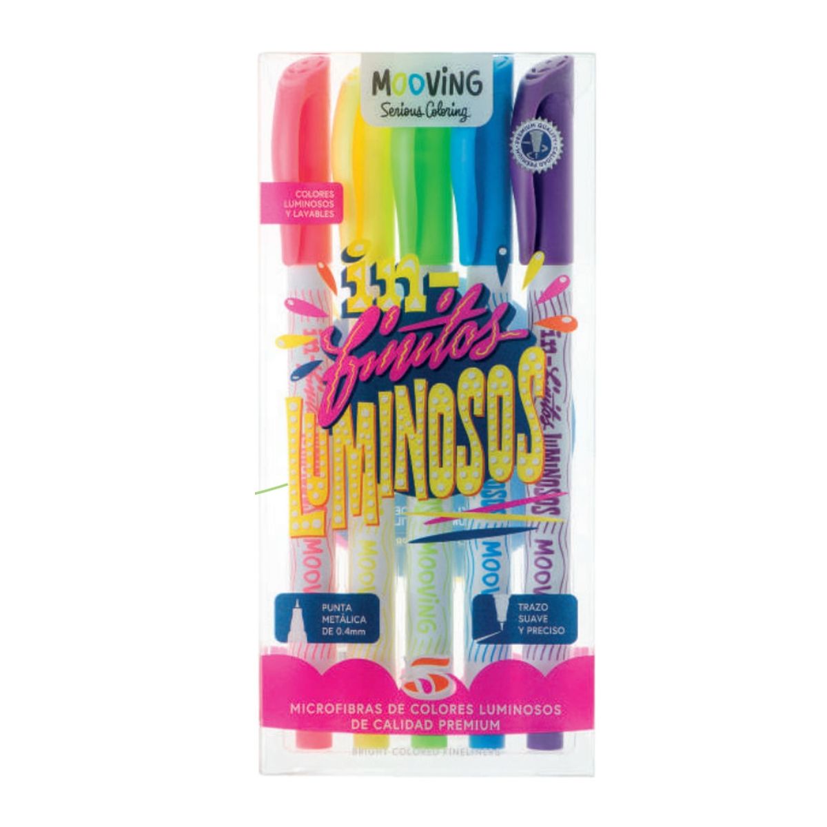 MOOVING - Estuche 5 tiralíneas colores luminosos - Mooving