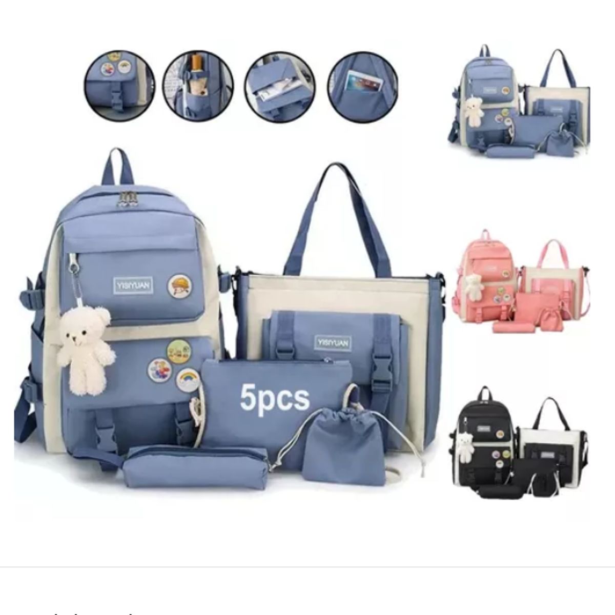 GENERICO - Set 5 Mochila Bolsas Escolar Estudiante