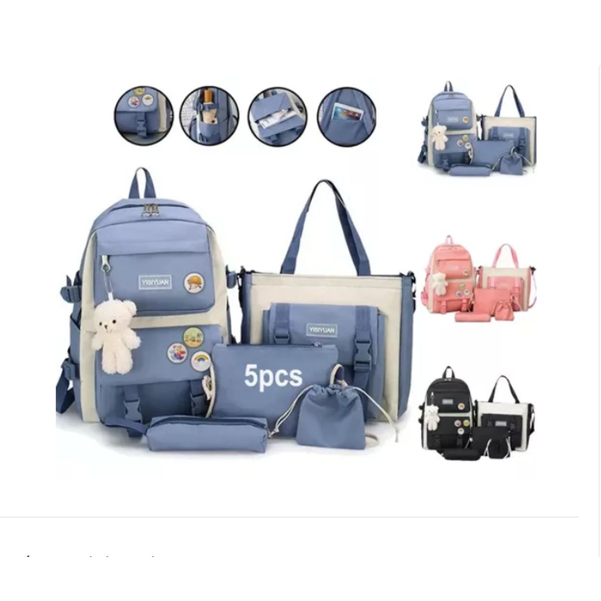 GENERICO - Set 5 Mochila Bolsas Escolar Estudiante