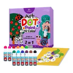 TOOKY - Set Pintura Para Niños 12 Colores Puntillismo Kit Arte Diy