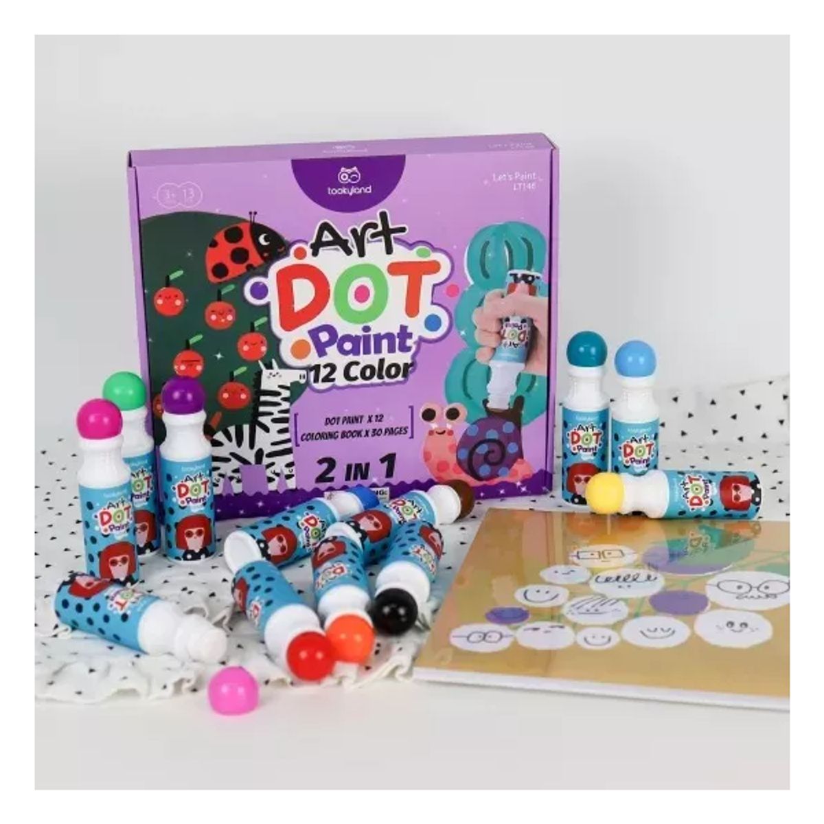 TOOKY - Set Pintura Para Niños 12 Colores Puntillismo Kit Arte Diy
