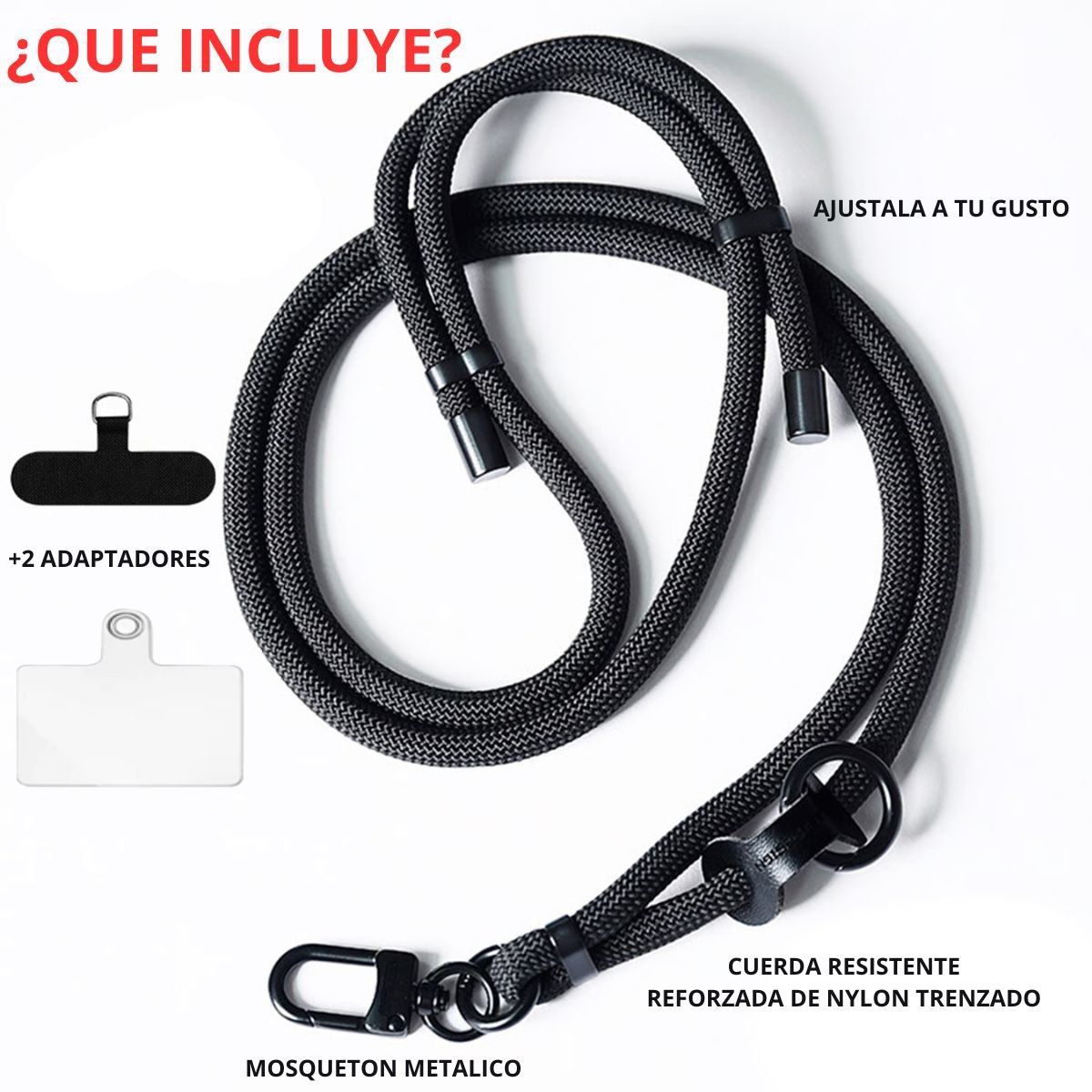 XUNDD - Strap Cordon Ajustable Para Telefono Universal + 2 Adaptadores.