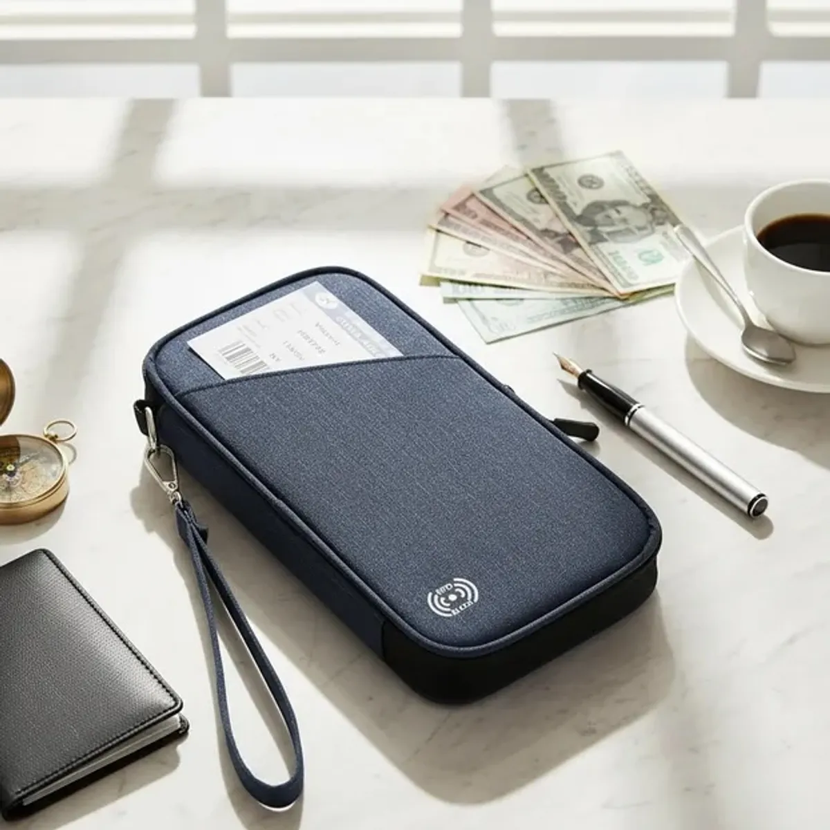 ITERLEVE - Porta Pasaporte Organizador Documentos Con Cierre y Correa