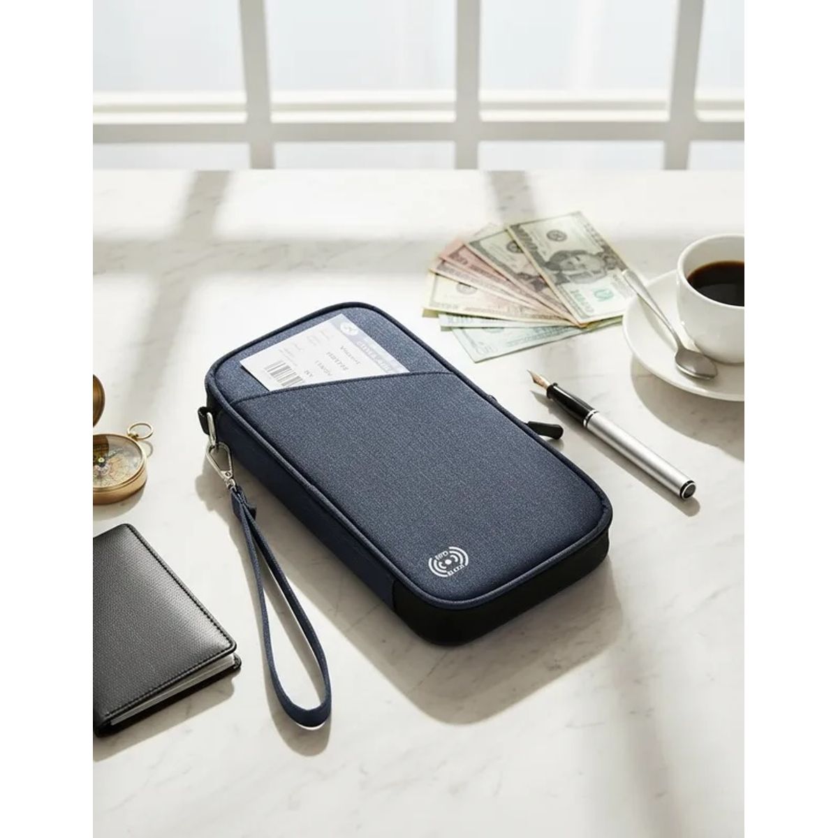 ITERLEVE - Porta Pasaporte Organizador Documentos Con Cierre y Correa