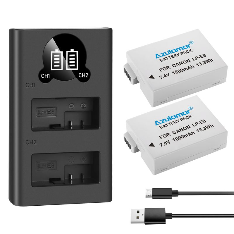 AZULAMAR - Lp-e8 2x Batería Y Cargador Kit Para Canon T5i T4i T3i T2i X5 X6i X7i