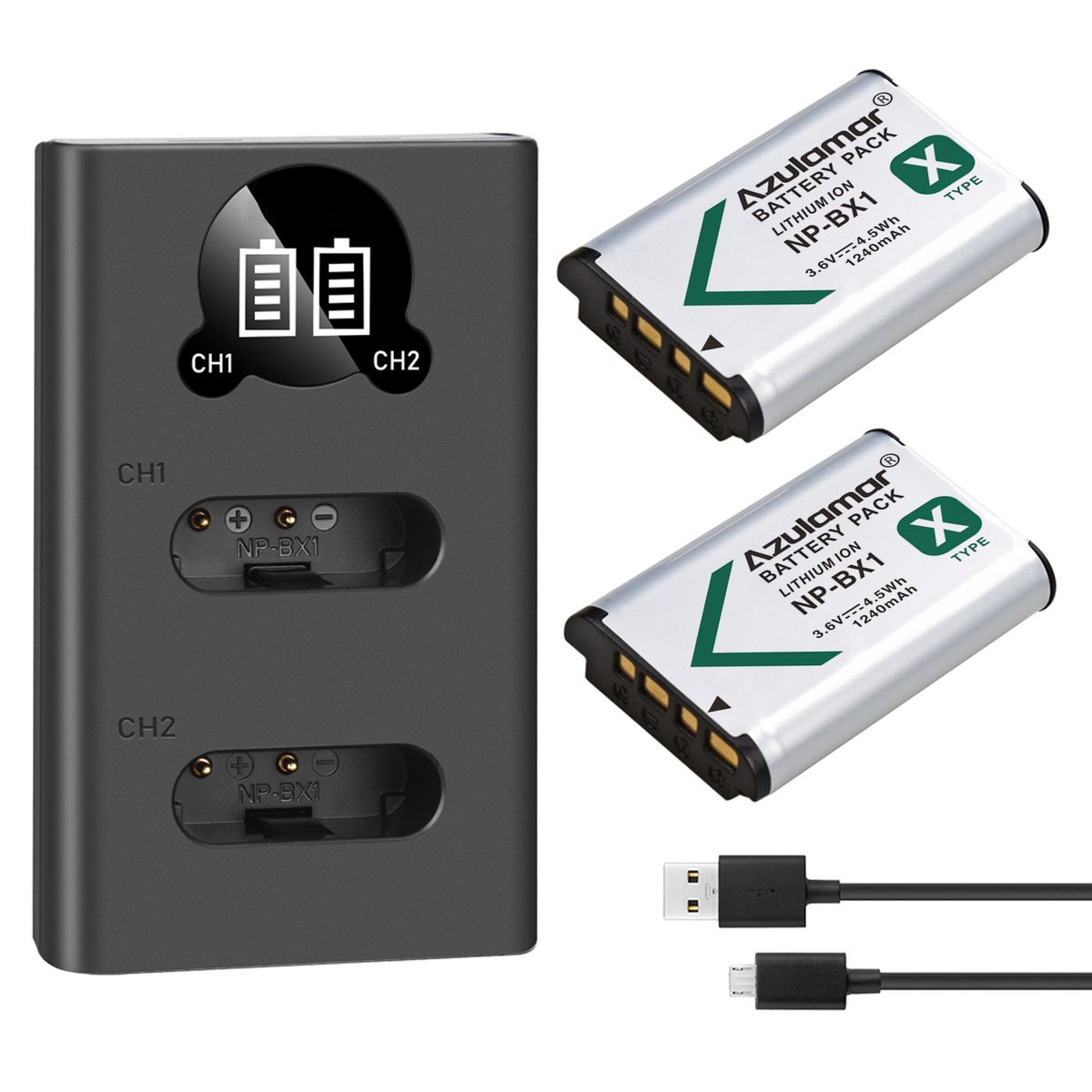AZULAMAR - Np-bx1 2x Batería Y Cargador P Sony Zv1 Ii Zv1f II Rx100vi CX405 H400