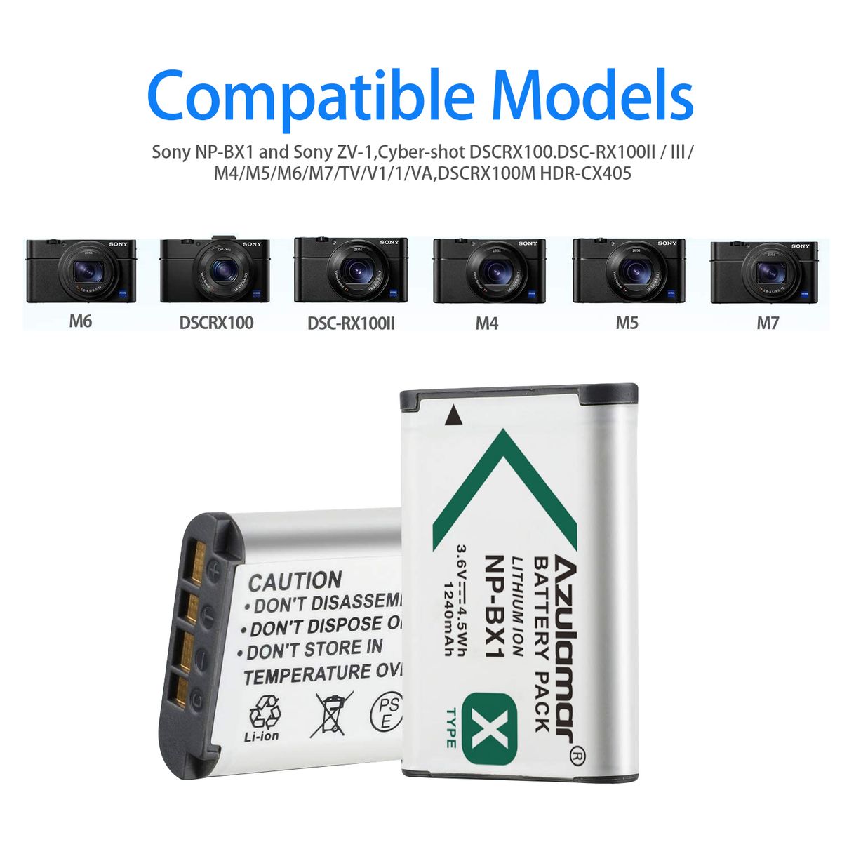 AZULAMAR - Np-bx1 2x Batería Y Cargador P Sony Zv1 Ii Zv1f II Rx100vi CX405 H400