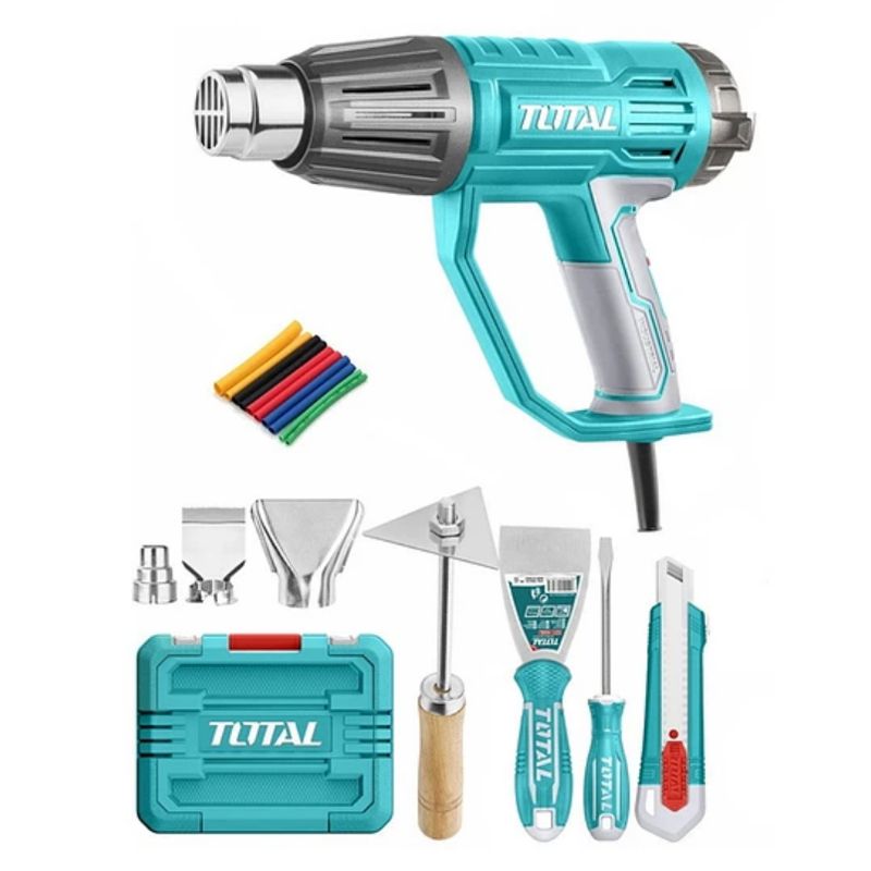 TOTAL TOOLS - Pistola Calor Digital Industrial 2000w + 8 Piezas + Maleta