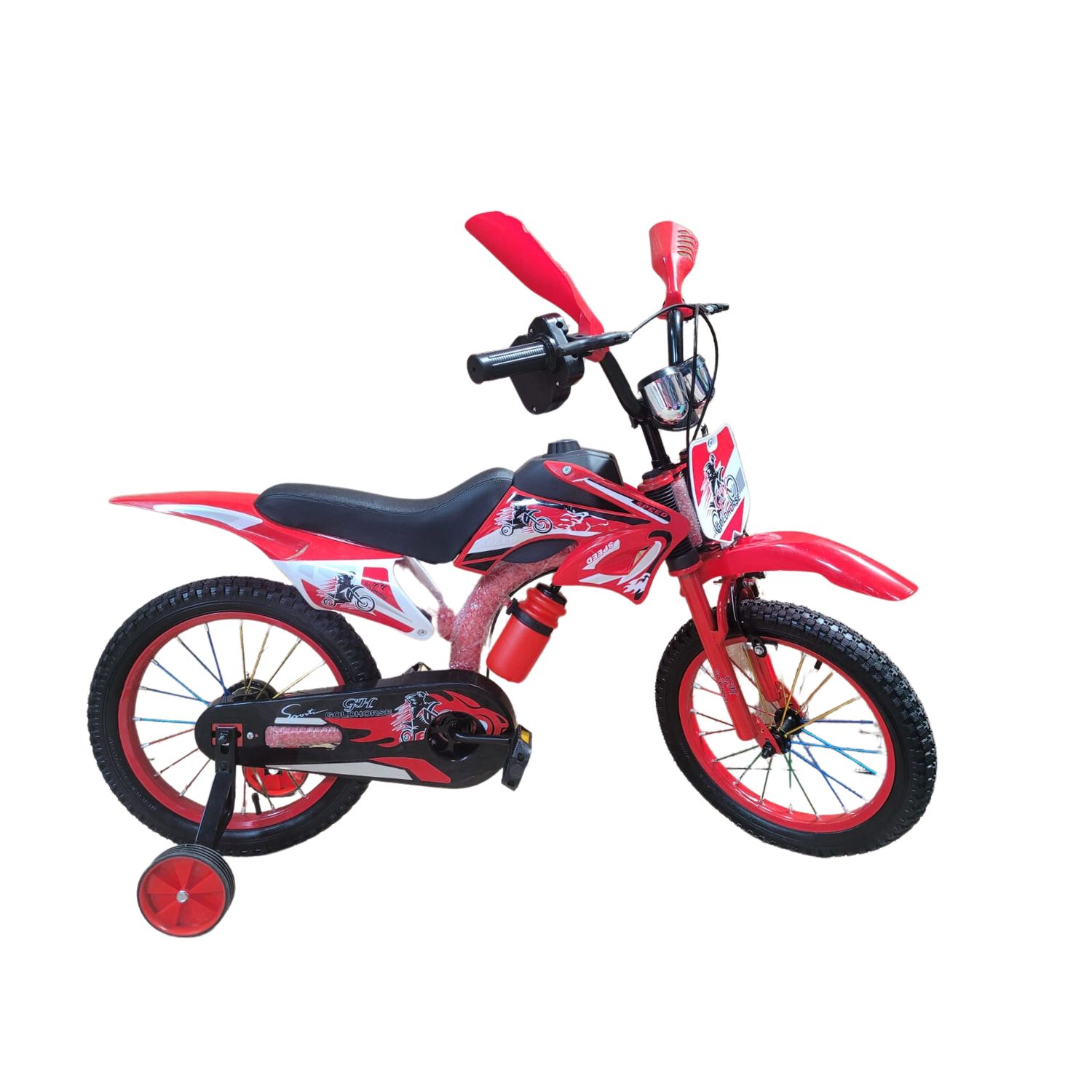 GENERICO Bicicleta Infantil Bicimoto Aro 16 Niños Rojo