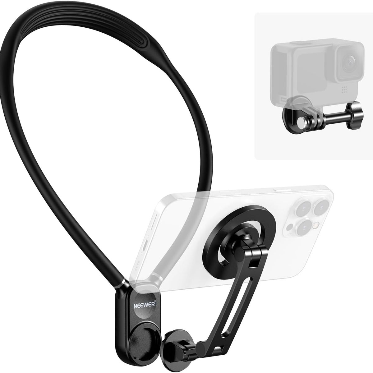 NEEWER - Soporte De Cuello Magnético Para Cámara Gopro Insta360 Celular Dji
