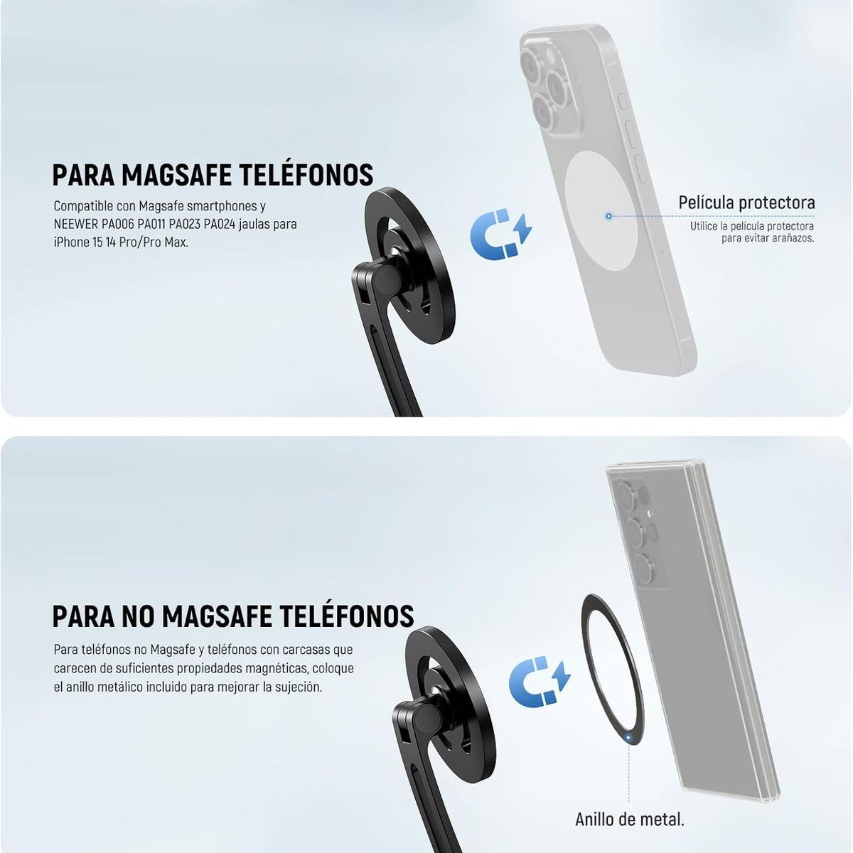 NEEWER - Soporte De Cuello Magnético Para Cámara Gopro Insta360 Celular Dji