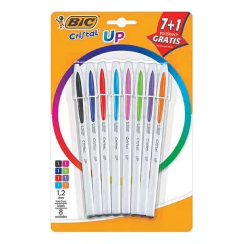 GENERICO - Bolígrafo BIC Cristal Up 1.2 mm 8 Colores Punta Media 8 Ud