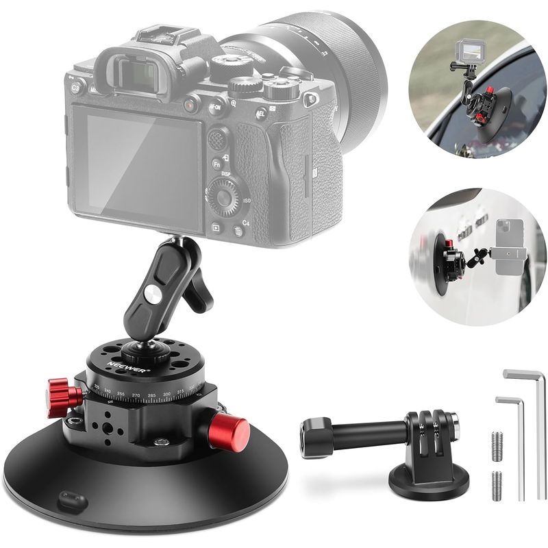 NEEWER - Soporte De Succión 6Inch + Brazo Mágico Para Cámara Gopro Insta360 Dji