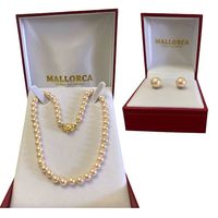 COLLAR 45 cms. CON BROCHE FLOR Y AROS PERLAS DE 7MM